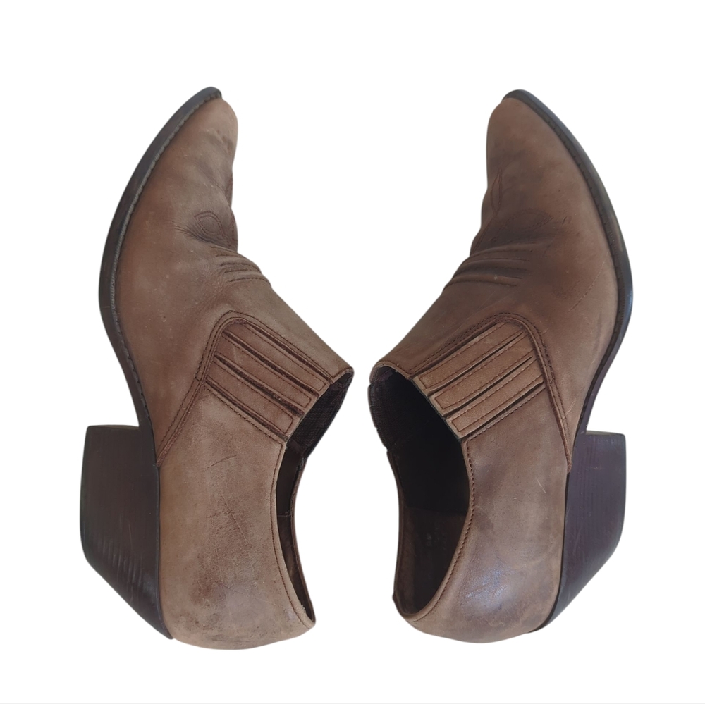 Vintage Maine Woods Dude Leather Tooling Cowgirl Western Ankle Shooties 9M Brown - Picture 4 of 16